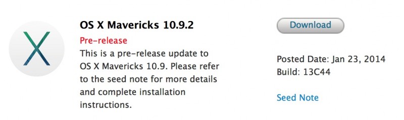 OS X 10.9.2'nin yeni derlemesi (13C44) yayınlandı