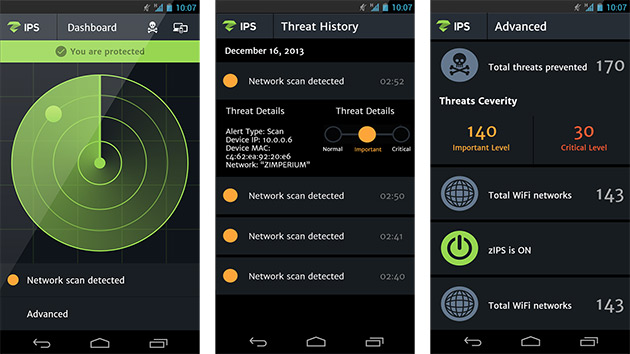 zIPS Android uygulaması cihaza göre güvenlik tedbirleri belirleyebiliyor