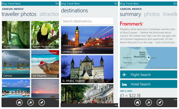 Bing Seyahat uygulaması beta olarak Windows Phone 8 için yayımlandı