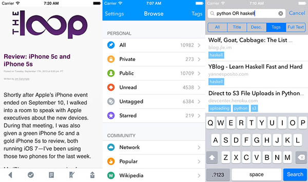 Sosyal imleme uygulaması Pushpin for Pinboard, iOS 7 tasarımına büründü