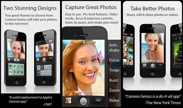 iOS uyumlu fotoğraf / video uygulaması Camera Genius ücretsiz yapıldı