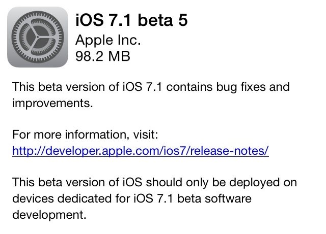 iOS 7.1 Beta 5 yayınlandı (Güncel)