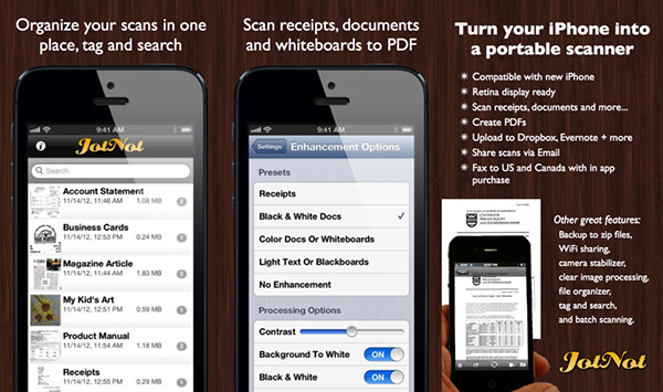 iOS uyumlu tarama uygulaması JotNot Classic artık ücretsiz
