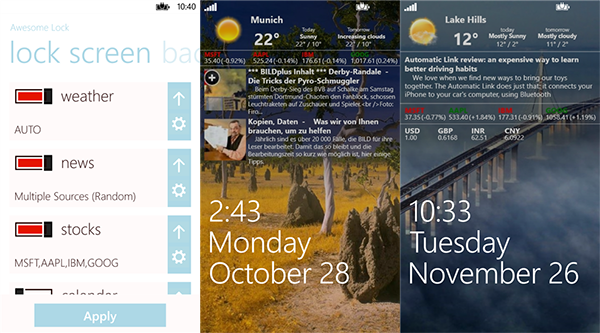 Kilit ekranı için hazırlanan WP8 uyumlu Awesome Lock, yeni bir güncelleme daha aldı