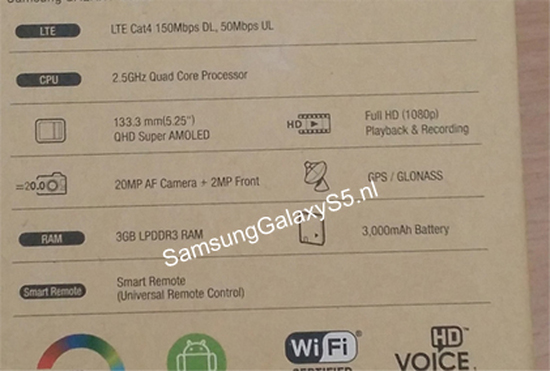Galaxy S5'e ait olduğu iddia edilen kutu görseli internete sızdırıldı