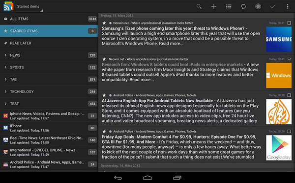 Android tarafının sevilen RSS uygulaması gReader güncellendi