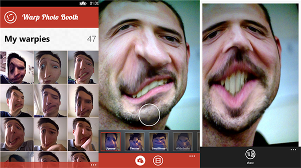 WP8 için hazırlanan fotoğraf uygulaması Warp Photo Booth güncellendi