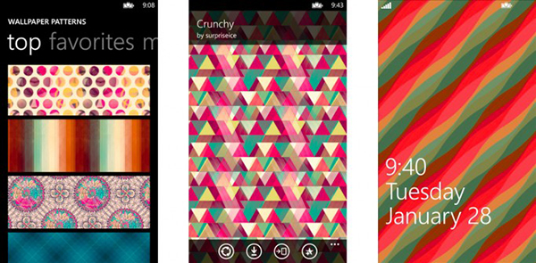 WP8 tarafına kilit ekranı kişiselleştirmesi açısından yeni alternatif: Wallpaper Patterns