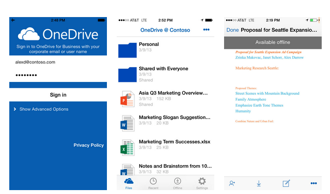 Microsoft'dan iOS kullanan işletmeler için: OneDrive for Business