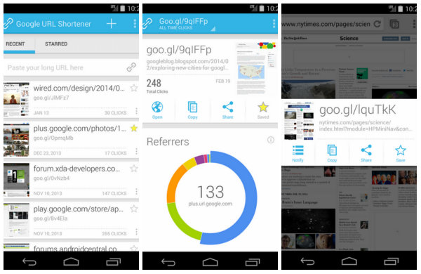 Google URL kısaltıcı Android'e geldi