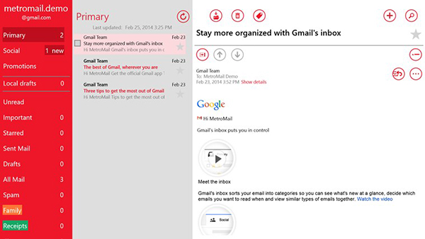 WP8 uyumlu MetroMail, Windows 8.1 cihazlar için de yayınladı