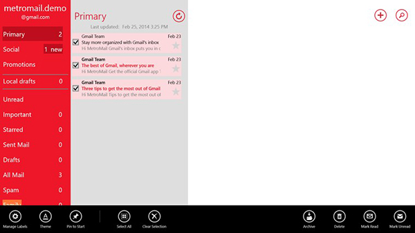 WP8 uyumlu MetroMail, Windows 8.1 cihazlar için de yayınladı