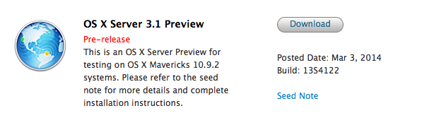 Apple, OS X Server 3.1'in yeni derlemesini yayınladı