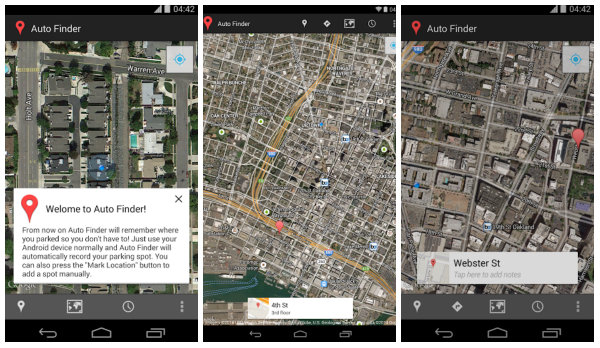 Android için Auto Finder ile aracınızı otomatik olarak haritada işaretleyin