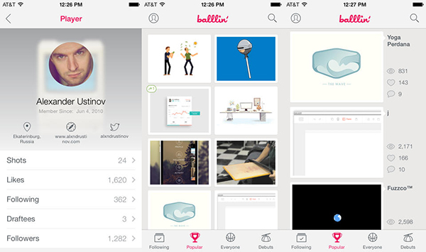 iOS için Dribbble istemcisi Balllin, yeni güncellemesiyle artık evrensel olarak çalışabiliyor