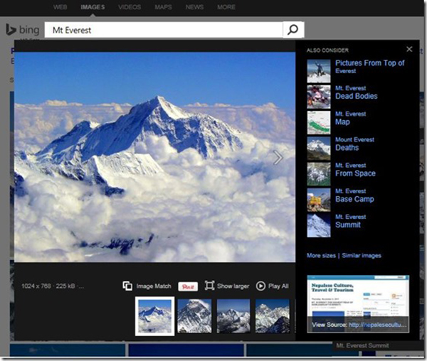 Bing, Image Match özelliğini kullanıma sundu