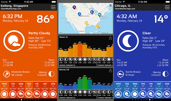iOS'un hava durumu uygulamalarından ClearWeather bu günlük ücretsiz yapıldı