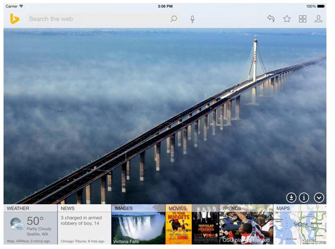 Microsft'un iPad'e özel Bing uygulaması yenilendi