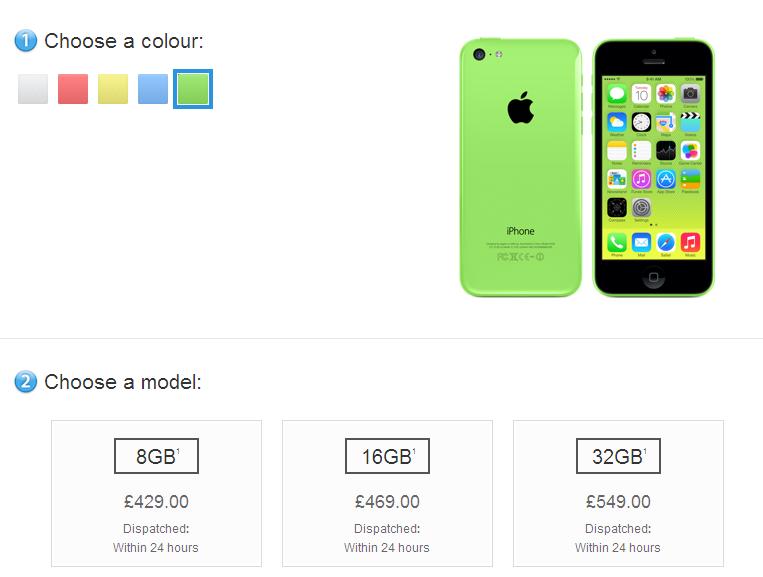8GB'lık iPhone 5c; İngiltere, Fransa ve Almanya'da satışa sunuldu