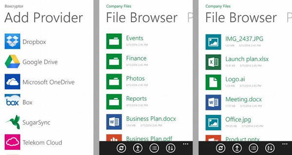 Bulut depolama güvenliği için hazırlanan yeni WP8 / 8.1 uygulaması: Boxcryptor