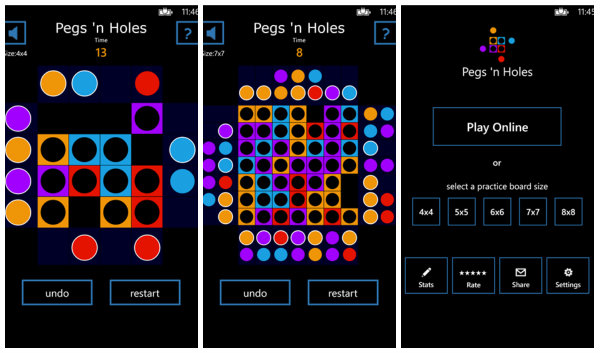Windows Phone 8 için Pegs 'n Holes mantık ve zeka oyunu kullanıcılardan olumlu puanlar almaya devam ediyor