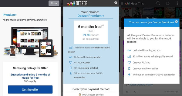 Galaxy S5 sahiplerine Deezer Premium 6 ay ücretsiz 