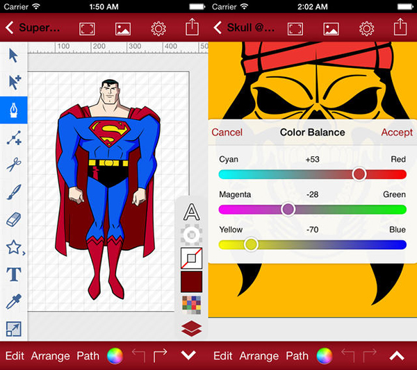 Tasarım amaçlı evrensel iOS uygulaması Vector Illustrator, artık ücretsiz olarak elde edilebiliyor