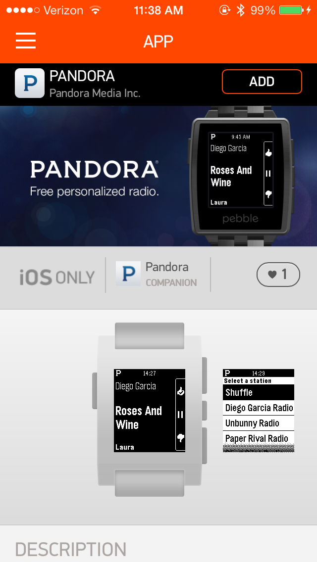 Pebble ile artık Pandora internet radyosunu kontrol edebilirsiniz