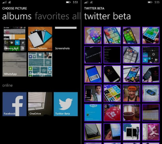Twitter beta sürümünde Windows Phone 8.1 için daha derin bir entegrasyon göze çarpıyor