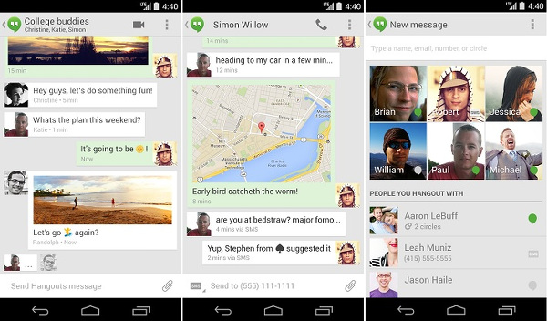 Android için Hangouts güncellemesi aynı kişinin SMS ve diğer mesajlarını birleştiriyor