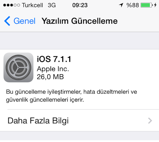 iOS 7.1.1 yayınlandı