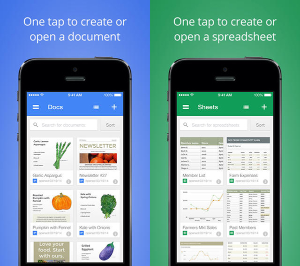 Google, iOS ve Android için Dokümanlar ve E-Tablolar uygulamalarını kullanıma sundu