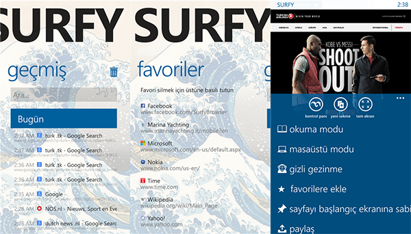WP8 / WP8.1 uyumlu internet tarayıcısı Surfy'nin arayüzü yenilendi