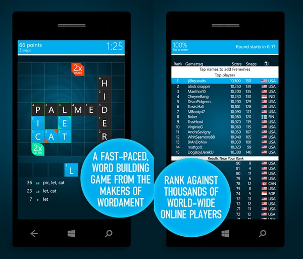 Wordament Snap Attack, Windows Phone 8 için indirmeye sunuldu