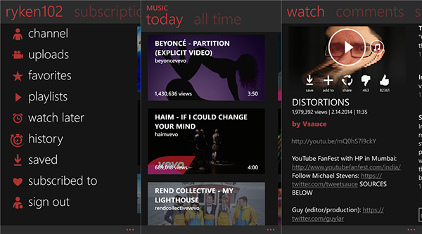 WP8 platformunun YouTube istemcilerinden MyTube güncellendi