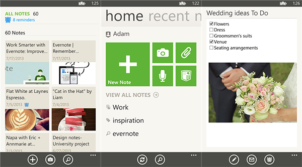 Evernote'un resmi WP8 uygulaması güncellendi