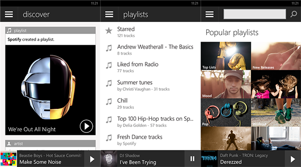 Spotify'in WP8 / 8.1 uygulaması büyük bir güncelleme aldı