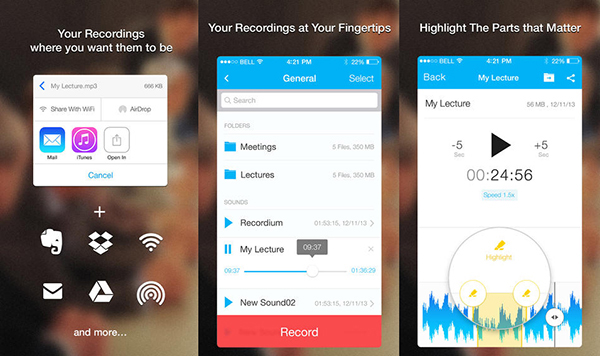 iOS uyumlu ses kayıt uygulaması Recordium Mini artık ücretsiz