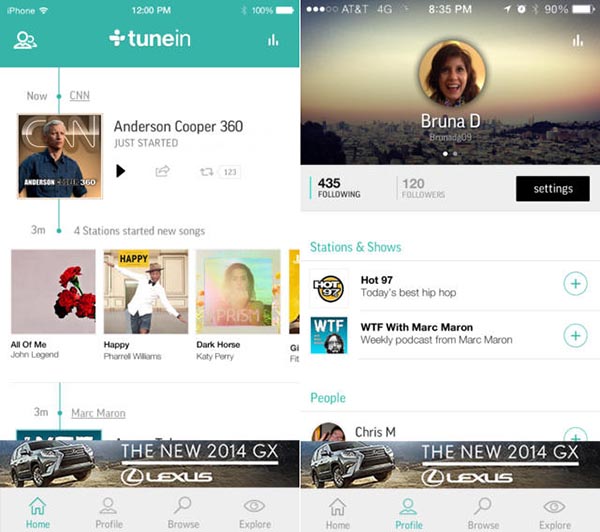 TuneIn Radio, iOS tarafında yeni özelliklerle güncellendi