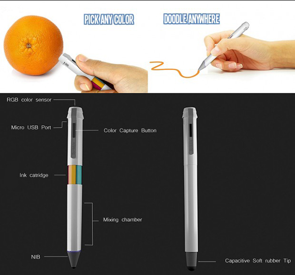 Fiziksel olarak renk kopyalama desteğine sahip çok amaçlı kalem: Scribble