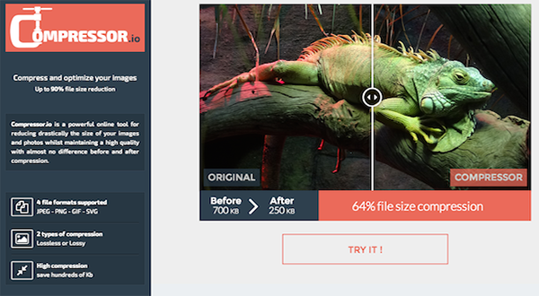 Compressor.io servisi ile görsel boyutları kayıpsız olarak düşürülebiliyor
