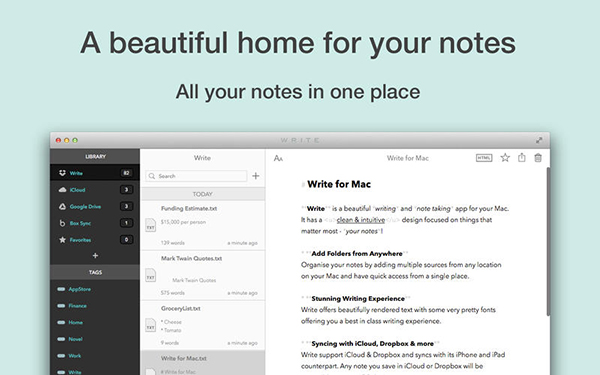 Mac'e özel not alma uygulaması: Write