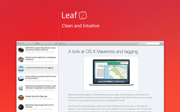 Mac uyumlu RSS uygulaması Leaf indirime girdi