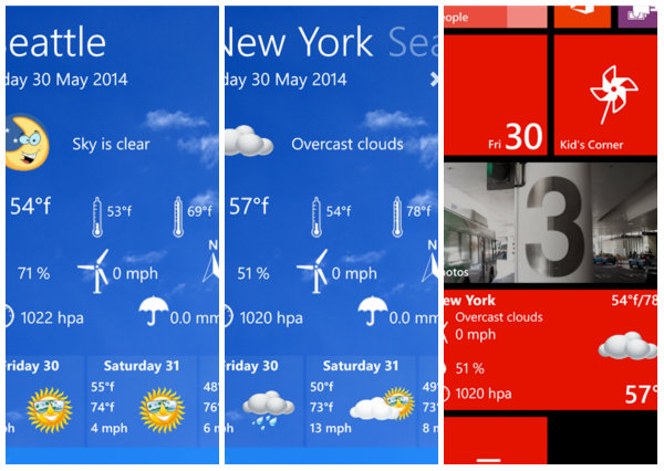 Windows Phone için Funny ile sürekli hava durumu bildirimleri