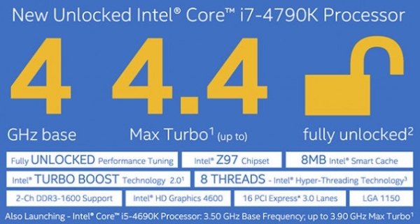 Intel'den yeni nesil performans işlemcileri: Core i7-4790K, Core i5-4690K ve Pentium G3258