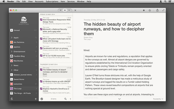 Reeder 2, Mac için yeni özelliklerle güncellendi