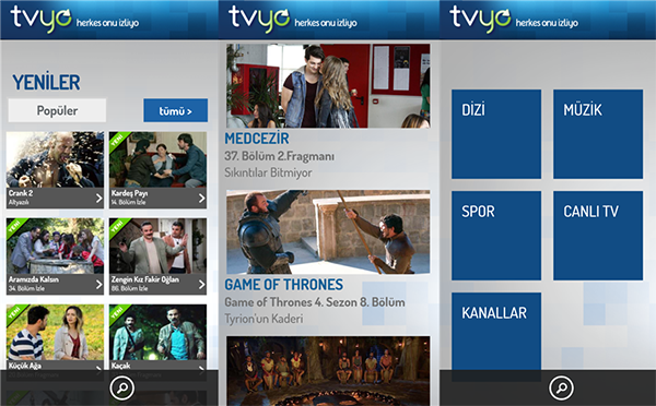 Tvyo'nun Windows Phone uygulaması kullanıma sunuldu