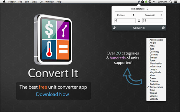 Mac sistemler için yeni bir birim çeviri uygulaması: Convert It