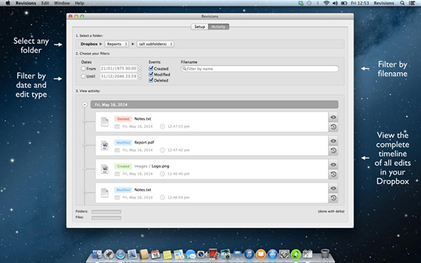 Dropbox temelli yeni Mac uygulaması: Revisions