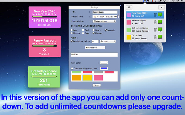 Mac uyumlu yeni sayaç uygulaması: Countdown Timer